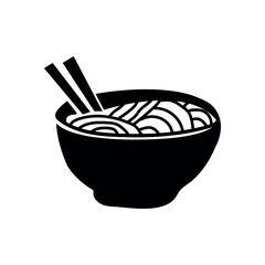 Simple black and white bowl of noodles icon
