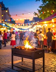 Street market BBQ at dusk