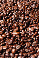 Pile of Roasted Coffee Beans. Coffee Background.