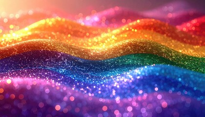 Glittering rainbow waves abstract
