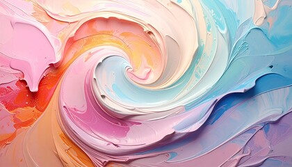 Swirling, pastel-hued, impasto texture