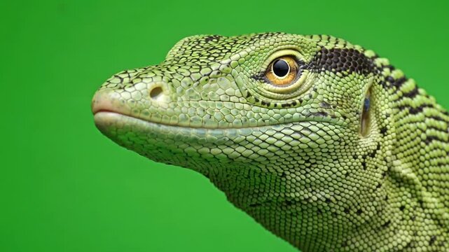 beautiful green tree monitor lizard close up