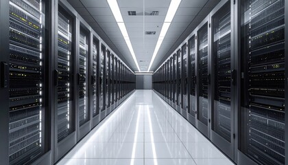 Server room with glowing computers