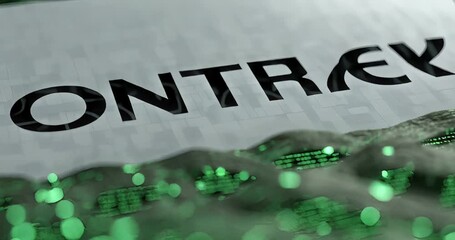 Close-up of a digital contract with binary code overlay and green highlights - Powered by Adobe