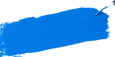 light blue stroke of paint texture isolated on white background, png, ai generated