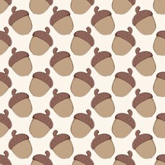 Autumn Acorn Seamless Repeat Pattern
