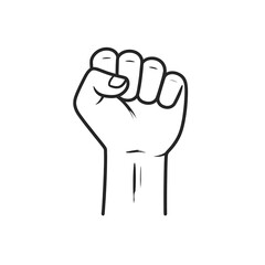 Obraz premium Stylized, black and white sketch of a raised, clenched fist