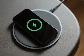 Smartphone Charging Wirelessly on a Modern Pad