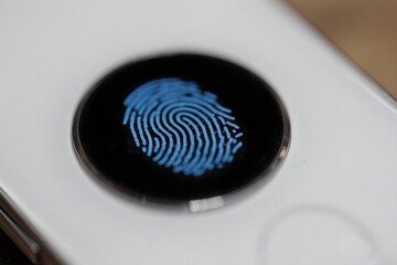 Close Up of Fingerprint Scanner on Modern Smartphone