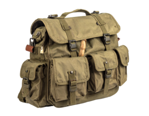 Green Military Tactical Backpack Isolated on White Background
