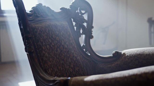 Vintage Armchair in Sunlight - Elegant Antique Furniture Detail Interior Scene
