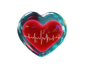 Heart with ECG Line in Blue Shell – Symbol of Cardiac Health and Vitality