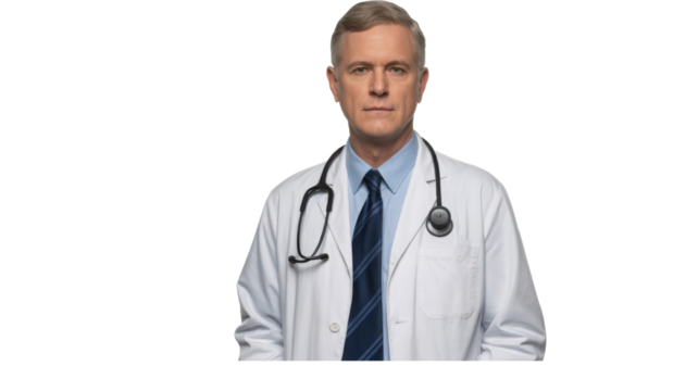 Medical doctor Professional in White Coat with Stethoscope – Healthcare and Clinical Expertise