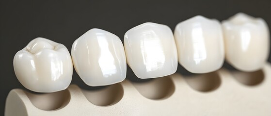 Closeup Dental Crowns,  Perfect Porcelain Teeth Restoration