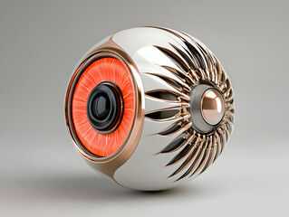 Futuristic glowing bionic eye implant representing advanced cyborg technology. An awe inspiring AI prosthetic with powerful