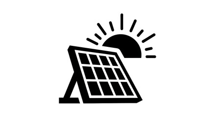 Icon of a solar panel capturing sunlight for renewable energy
