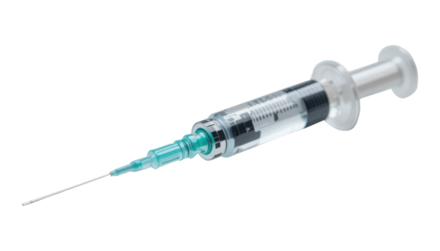Sterile Medical Syringe for Injection, Vaccination, and Drug Delivery on transparent background - Powered by Adobe