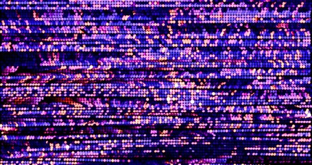 Purple and gold sequins turn up in a random pattern. Top view of gorgeous waving pattern background. 3D rendering.