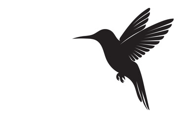 Hummingbird Silhouette Flying Vector Isolated on White Background