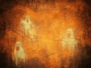 Grunge abstract Halloween background with cracked textures faded orange brush strokes and distressed ghostly shadows for retro poster vintage spooky design and aged artistic seasonal concept.