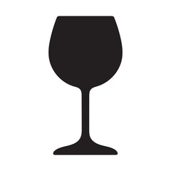 Classic Wine Glass Silhouette – Minimalist Black and White Vector Illustration