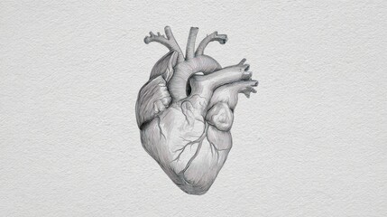 Detailed anatomical illustration of a human heart on a textured background