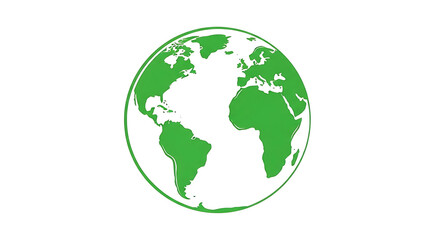 Obraz premium A green earth globe illustration showing continents on a white background in a simple graphic style ai generated
