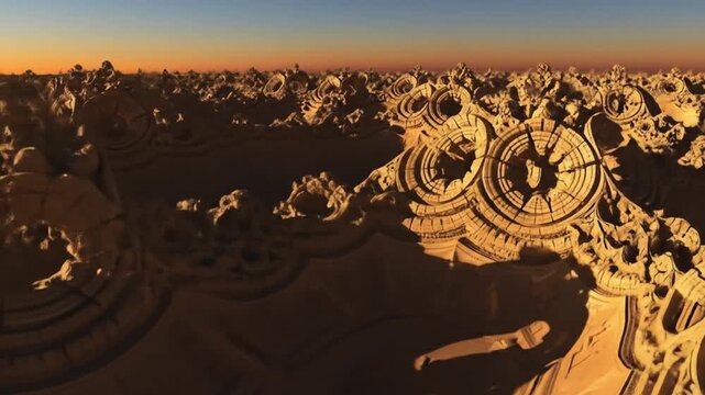 Fractal landscape at dusk
