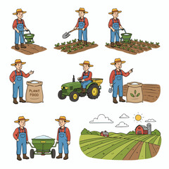 Farmer working in field with equipment and crops