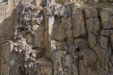 ( Tli ) Absaroka Volcanic Supergroup - Thorofare Creek Group - Intrusive rocks of the Two Ocean and Langford Formations. U.S. Route 14 or U.S. Highway 14 (US 14).   Yellowstone National Park, Wyoming