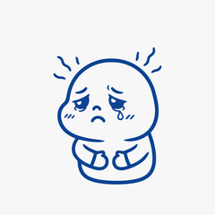 Obraz premium The flat design concept for the sad and tired expression cartoon character.