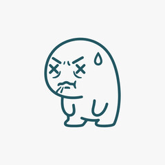 The flat design concept for the sad and tired expression cartoon character.