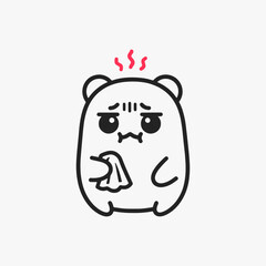 The flat design concept for the sad and tired expression cartoon character.