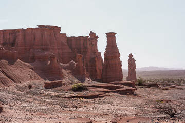 Iconic red rock formations in Talampaya desert landscape, Argentina