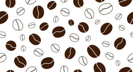 Seamless coffee bean pattern background vector graphic for cafe menus or packaging design