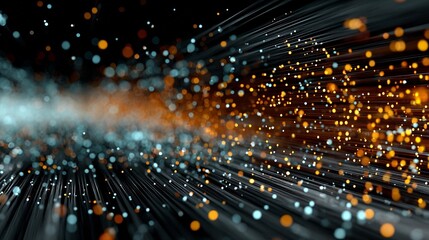 Dynamic abstract digital network energy flow with glowing particles, representing data transfer, innovation, and futuristic connectivity in a vibrant, modern technological concept.