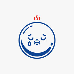 The flat design concept for the sad and tired expression cartoon character.