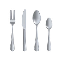 Silverware set isolated on transparent background for culinary and design projects