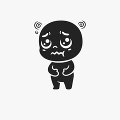 The flat design concept for the sad and tired expression cartoon character.