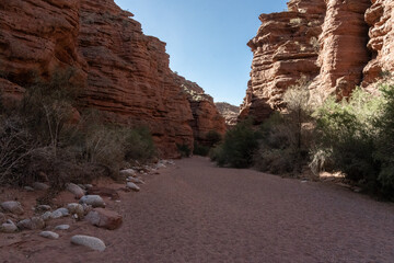 Iconic red rock formations in Talampaya desert landscape, Argentina