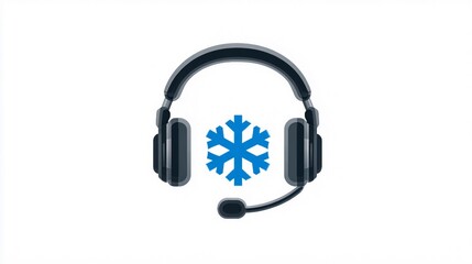 Modern headset with a vibrant blue snowflake symbol symbolizing cold or icy communication, perfect for tech support or winter themes.