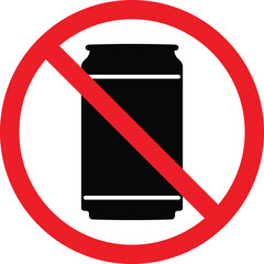 No metal can or soda can icon. Not allowed can package food or drink clip art. Vector illustration