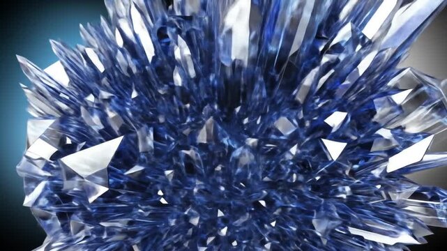 Gleaming Blue Crystal Cluster Formation