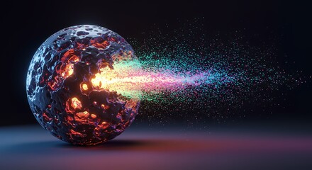 Cosmic Energy Orb - Multicolored Particle Burst AI-Generated for Sci-Fi Visuals, Tech Presentations