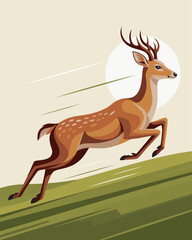 Running Deer Vector Illustration – Dynamic Wildlife Art.
