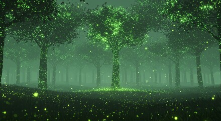 Enchanted Emerald Forest - Bioluminescent Magic AI-Generated for Fantasy Games, Meditation