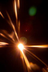 Sun flare on the black background