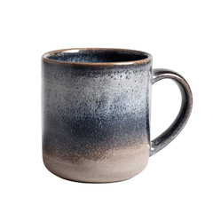 Glazed ceramic mug with a layered color scheme