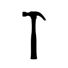 Silhouette of a claw hammer essential tool for construction diy home improvement and repairs isolated on white background