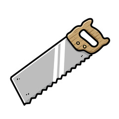 A classic wooden hand saw tool for construction and carpentry work isolated on white background